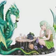 ICE ARMOR Fairy Playing Chess with Dragon Statue Green Figurine 6"