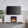 Henn&Hart Crystal Fireplace for the Living Room White TV Bench 58x25"