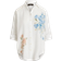 Ralph Lauren Oversize Floral Eyelet-Logo Linen Shirt - White