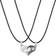 Taqqpue Love Heart Pendant Necklace - Silver/Black/Diamonds