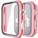 Misxi Hard PC Case with Tempered Glass Screen Protector Apple Watch Series 4/5/6/SE 44mm 2 Pack