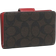 Coach Medium Corner Zip Wallet In Signature Canvas - Dark Brown/Red