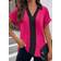 Modlily Hot Pink Patchwork Short Sleeve V Neck Blouse