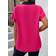 Modlily Hot Pink Patchwork Short Sleeve V Neck Blouse