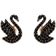Swarovski Swan Stud Earrings - Rose Gold/Black/Pearls