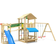 Jungle Gym Play Tower Cascade Wood Picnic with 2 Swings Bridge Slide