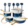 Gotham Steel Natural Navy Cookware Set with lid 15 Parts