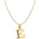 Precious Stars Two Tone Initial Letter E Pendant Chain Necklace - Gold/Silver