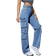 Shein Women's Y2k Multi-pocket High Waist Straight Leg Jeans With Cargo Style