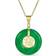 Bling Jewelry Circle Round Disc Donut Good Fortune Fu Character Chinese Symbol Pendant Necklace - Gold/Green