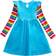 Juxinsu Kid's Rainbow Stripes Cartoon Horse Flower Embroidered Long Sleeves Dress - Blue