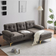 Simplie Fun Modern Sectional Couches Brown Sofa 83"