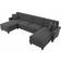 Bush Furniture Coventry Sectional Couch Charcoal Gray Herringbone Sofa 131" 5 Seater