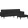 vidaXL 3216271 Black Sofa 86.6" 2pcs 3 Seater