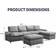 ijuicy Couch with 2 Movable Ottomans Light Grey Sofa 118.9" 3 6 Seater