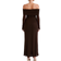 Meshki Josie Off Shoulder Mesh Maxi Dress - Dark Brown