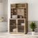 Belleze Coffee Wine Camel Liquor Cabinet 42x71.7"