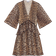Ganni Leopard Pleated Georgette V-neck Flounce Mini Dress - Almond Milk
