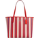 Coach City Tote Bag With Stripe Print - Silver/Chalk Multi