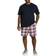 DXL Big and Tall Essentials Plaid Shorts - Burgundy Multi