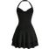 Shein MOD Draped Collar Solid Ruched Layered Ruffle Hem Halter Neck Black Mini Dress