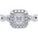 JeenMata Princess Cut Cluster Engagement Ring - White Gold/Transparent