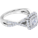 JeenMata Princess Cut Cluster Engagement Ring - White Gold/Transparent