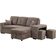 Simplie Fun Sectional Sofa Bed With Storage Grey Sofa 95" 3pcs 3 Seater