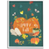 Stupell Happy Fall Greeting Plump Orange Pumpkin Festive Moths White Framed Art 11x14"