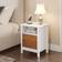 Bed Bath & Beyond Nightstand with Charging Station White/Brown Bedside Table 15.7x18.5" 2pcs