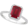 Macy's Halo Ring - White Gold/Ruby/Sapphire