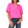 Vince Camuto V Neck Puff Sleeve Blouse - Hot Pink