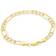 Nuragold Figaro Chain Link Diamond Cut Pave Two Tone Bracelet 7.5mm - Gold/Silver