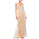 Mac Duggal Embroidered V Neck Long Sleeve Trumpet Gown - Ivory Nude