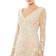 Mac Duggal Embroidered V Neck Long Sleeve Trumpet Gown - Ivory Nude