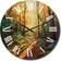 Design Art Sunlight Through Trees In Autumn Forest Trail I Medium Multicolour Wall Clock 23"