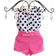 Grandado Toddler Polka Dot Shirt Tops Pants Shorts Outfit Sunsuit - Pink/White