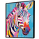 Design Art Colorful Zebra Expressionistic Stripes II Black Framed Art 24x32"