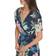 DKNY Women's Floral Tie Waist Ruched Sleeve Dress - Navy Multi