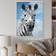 Design Art Contemporary Zebra Portrait White Framed Art 16x32"