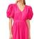 CeCe Women's V-Neck Puff Sleeve Tie Waist Maxi Dress - Bright Rose