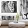 Design Art Lion Head in Grey" Animal Digital Canvas Print White/Black Framed Art 20x30"