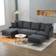 Simplie Fun 017520DC Charcoal Grey Sofa 110" 4 Seater