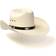 Western Express Natural Straw Western Cattleman Hat with Silver Concho Hat Band - Off White