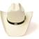 Western Express Natural Straw Western Cattleman Hat with Silver Concho Hat Band - Off White