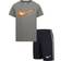 Nike Kid's Logo Graphic Tee & Dri-FIT Shorts Set - Grey/Black