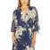 Yumi Floral Kimono Sleeves Dip Hem Wrap Midi Dress - Navy