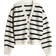 H&M Rib Knit Cardigan - Cream/Striped