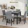 Simplie Fun Upholstered Black/Grey Dining Set 35.4x35.4" 5