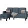 Ebern Designs Convertible Sectional Dark Gray Cotton Blend Sofa 76.4" 3 Seater